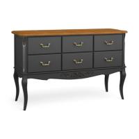 Консоль 6 ящиков Тиволи WOOD, Черный/Ясень