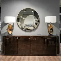 Буфет Vermont отделка глянцевый орех Crystal, цвет металла полированная сталь